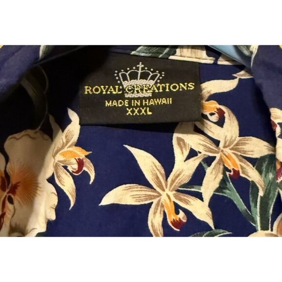 ROYAL CREATIONS Hawaiian Button-up Shirt Men 3XL Blue Floral Vacation - Picture 3 of 3